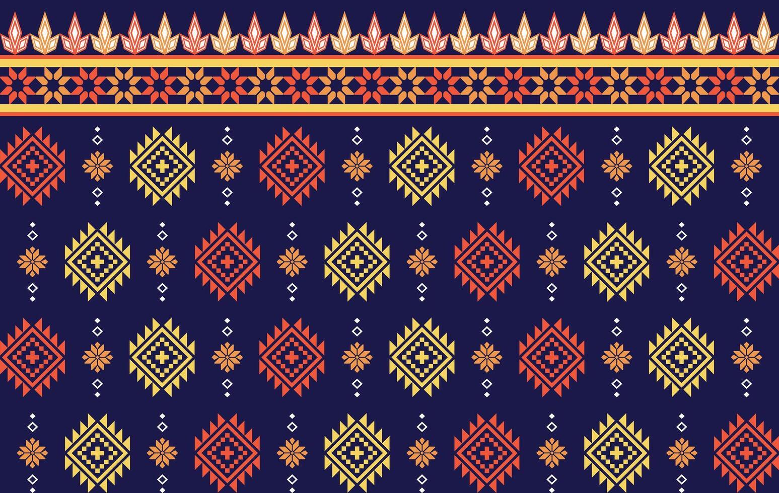 Geometric floral ethnic fabric seamless pattern colorful. traditional ethnic textile printed pattern, Designed for background ,wallpaper ,carpet ,clothing ,printed pattern ,fabric ,embroidery vector