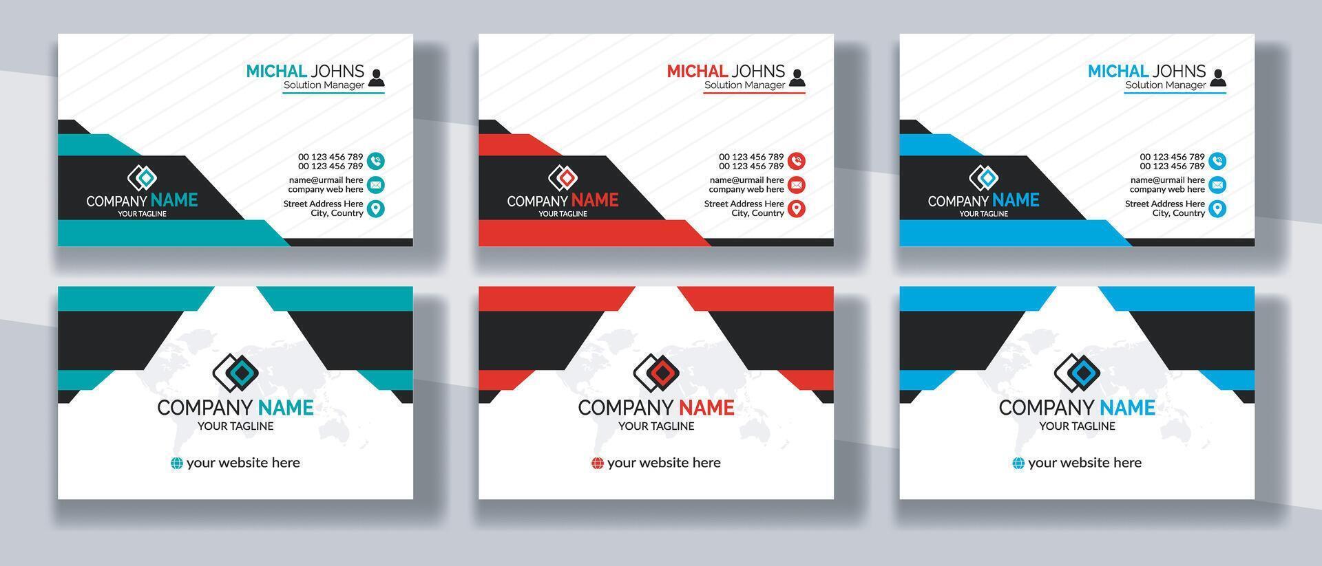 Corporate Business Card Modern Design, Professional and Minimalist Business Card Design, Contact card for company, Creative and Clean Double side Business Card Template vector