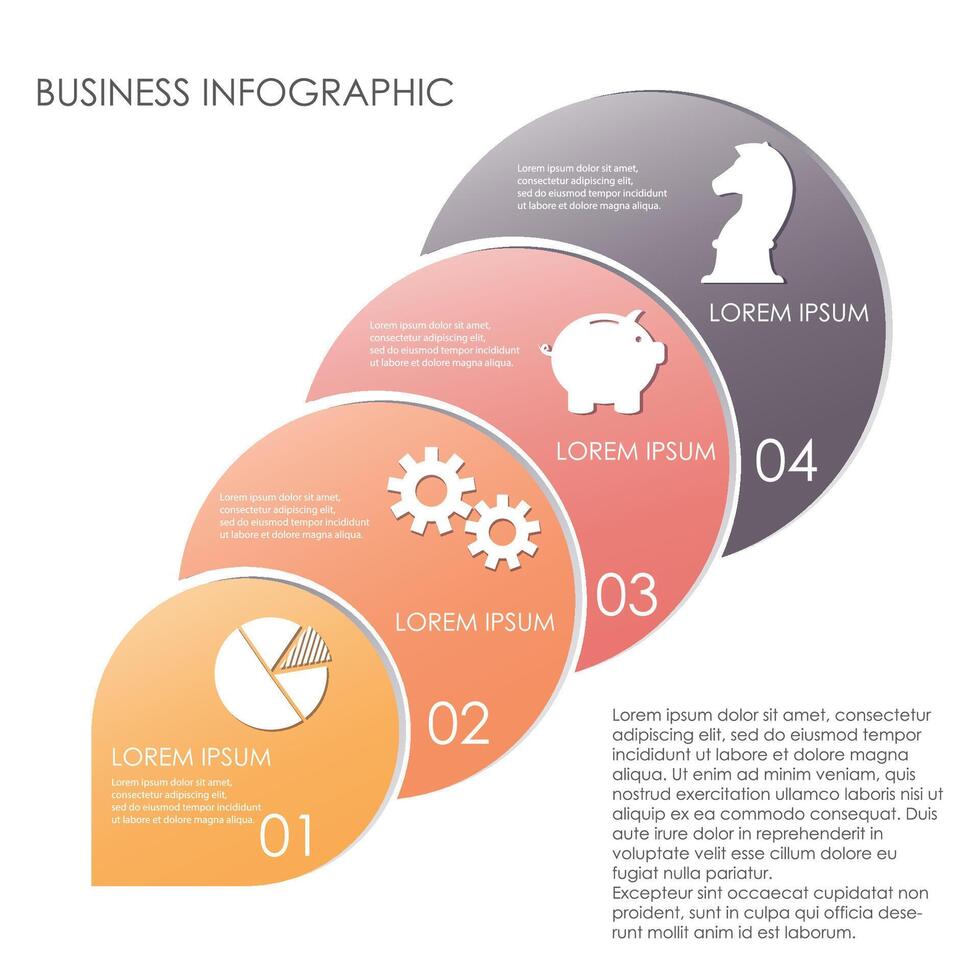 Business infographic template with 4 options circle shape vector
