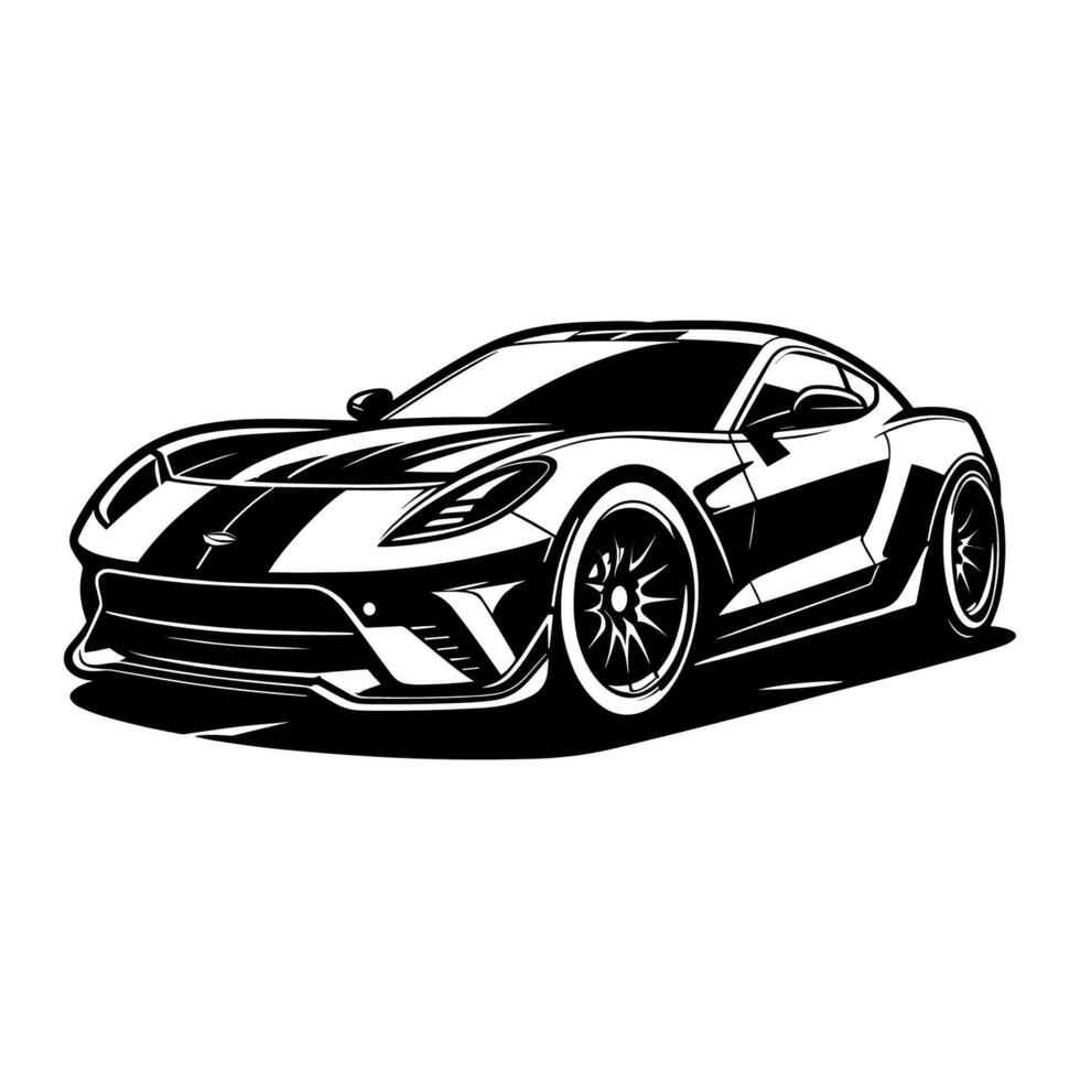 sports car illustration. This high-octane artwork features a sleek and powerful sports car in mid-action, showcasing its curves, lines, and raw energy. Download now vector
