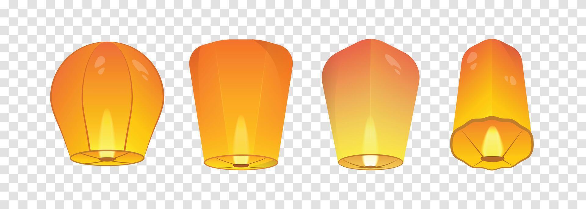 A set of isolated sky lantern flat illustration vector