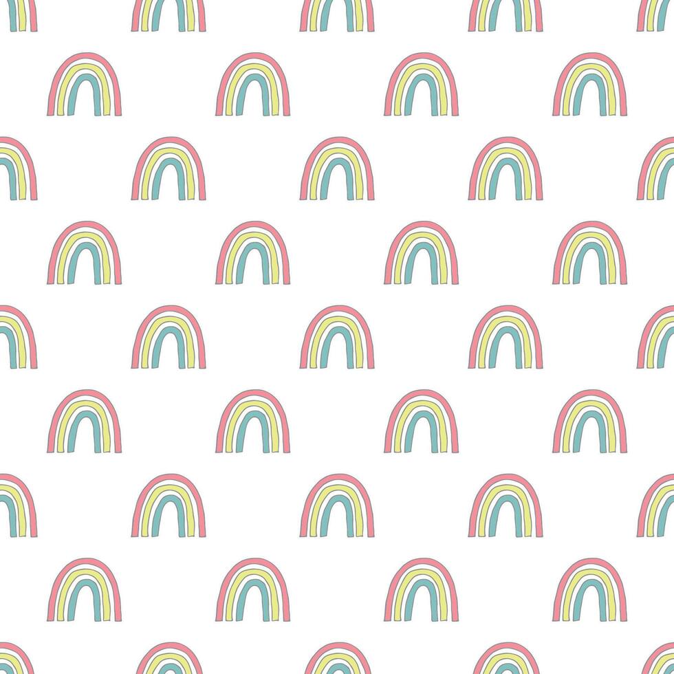 Seamless pattern with rainbow doodle for decorative print, wrapping paper, greeting cards, wallpaper and fabric vector