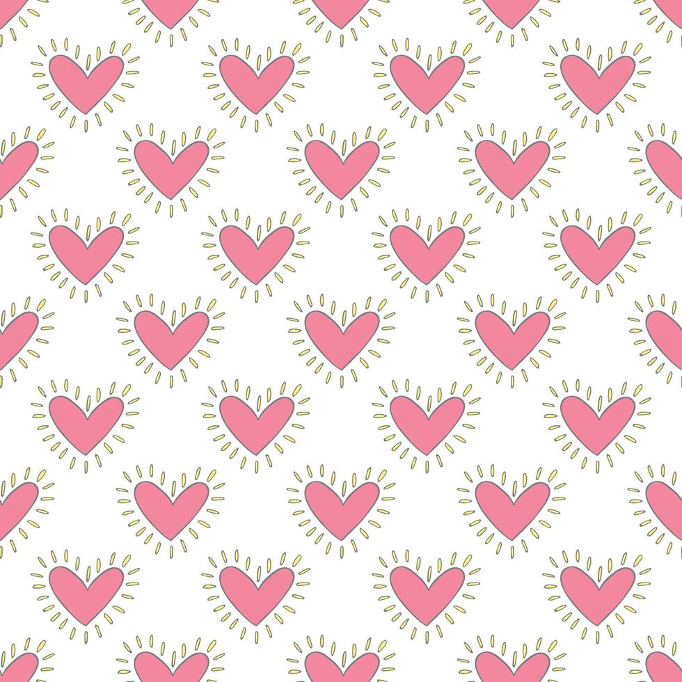 Seamless pattern with hand drawn heart doodle for decorative print, wrapping paper, greeting cards and fabric vector