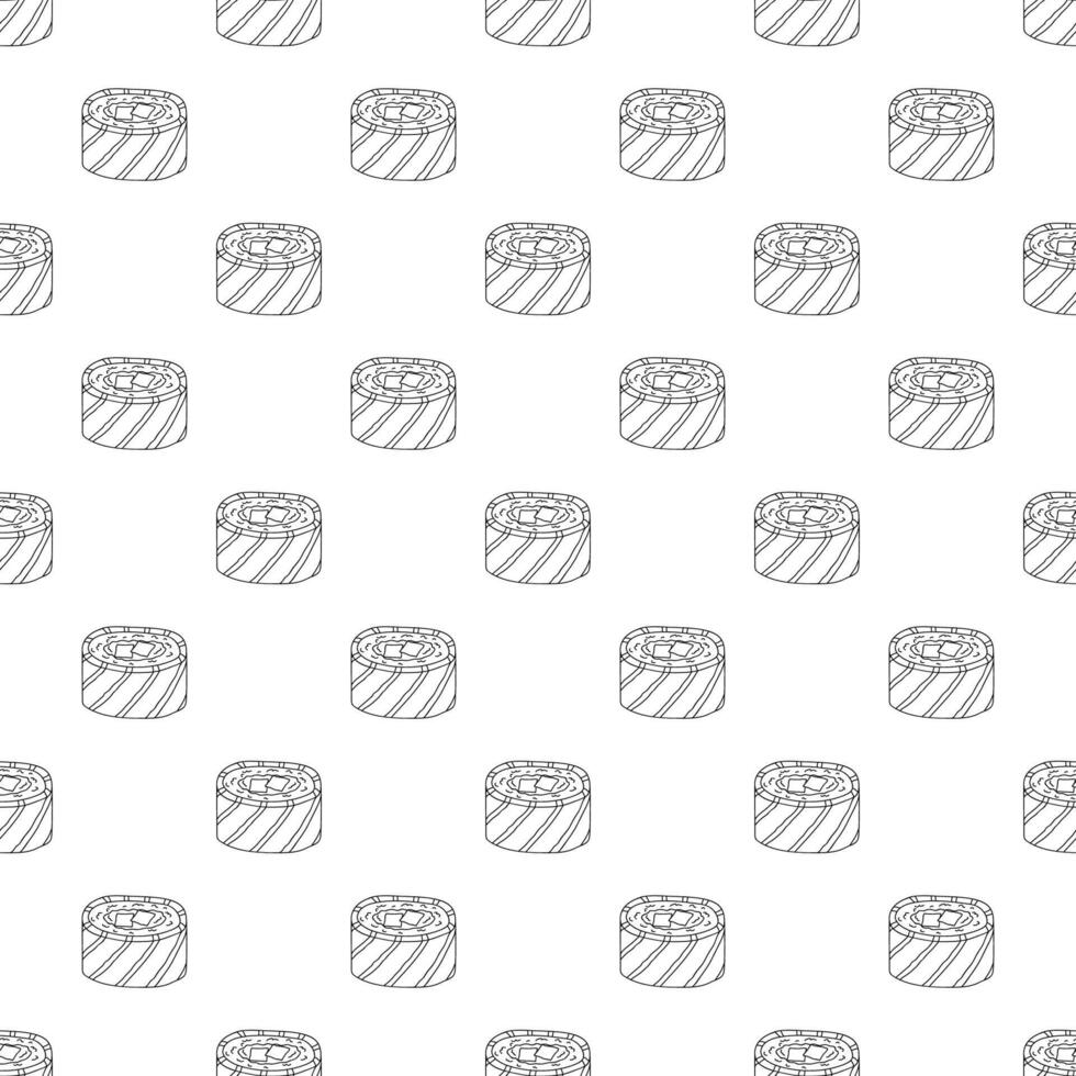 Seamless pattern with sushi roll for decorative print, wrapping paper, menu, wallpaper and fabric vector