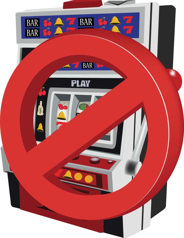 No gambling sign over slot machine illustration vector