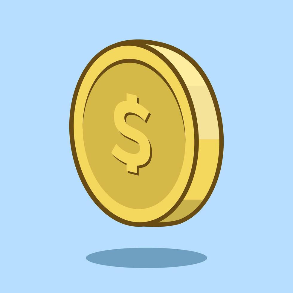 Cartoon illustration Coin. Coin. Gold coin illustration and icon for print and digital design vector