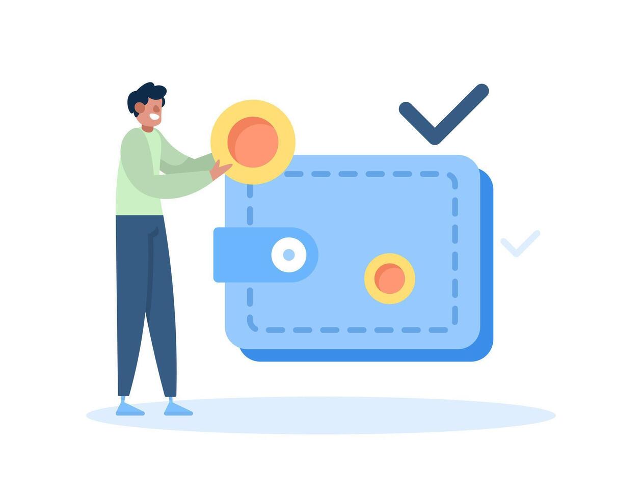 safe wallet. safe money storage. safety of money in wallet. illustration concept design. graphic elements vector