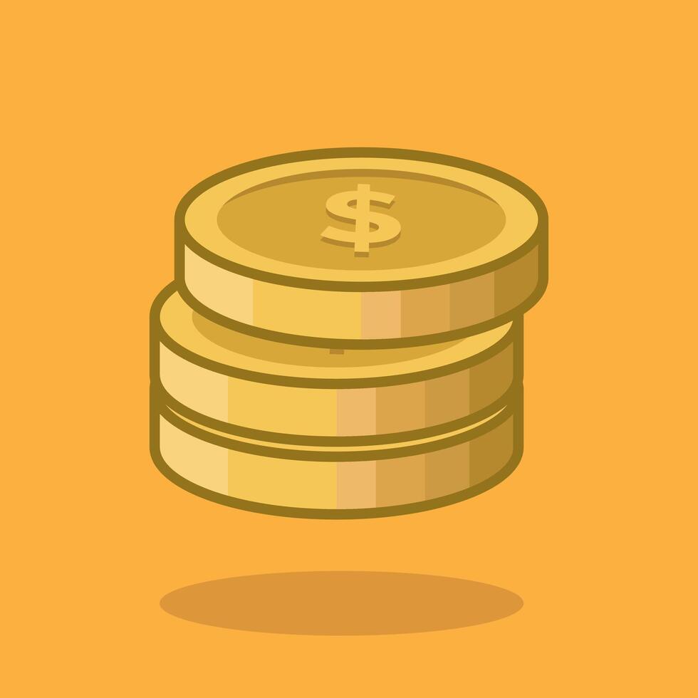 Cartoon illustration Coin. Coin. Gold coin illustration and icon for print and digital design vector
