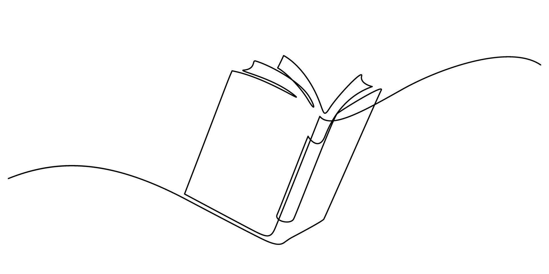 book opening one line drawing continuous educational vector
