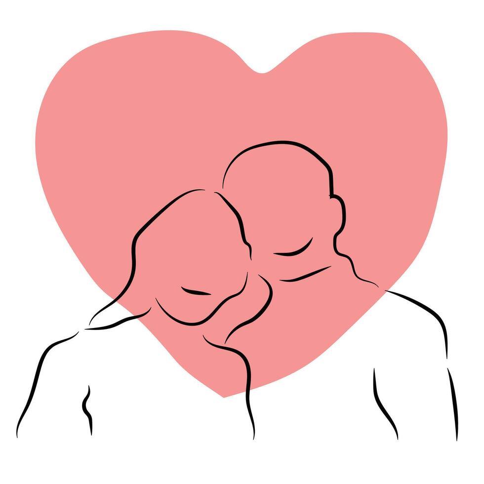 Sketch love concept minimal couple in love drawing line art couple lovely drawn together line love concept with white ioslated background. Abstract,illustration. vector