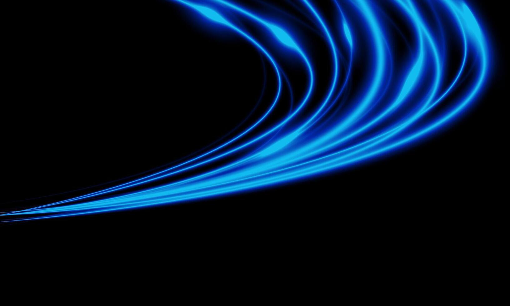 Abstract blue light fast speed curve dynomic motion on black background vector