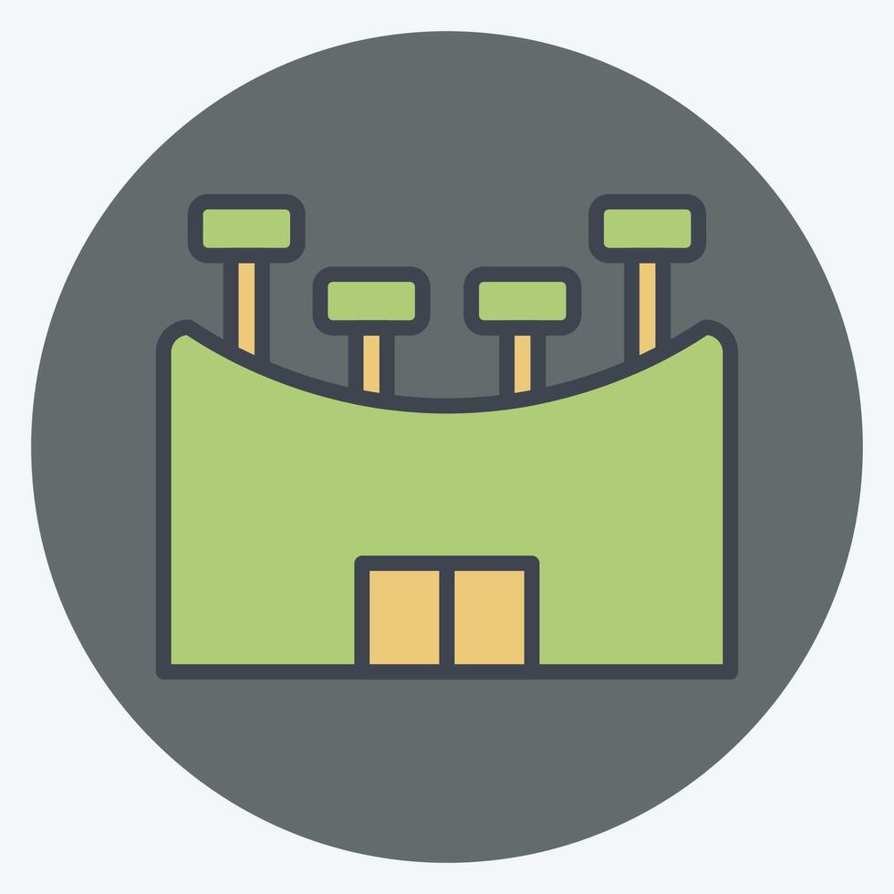 Icon Stadium. related to Rugby symbol. color mate style. simple design illustration vector