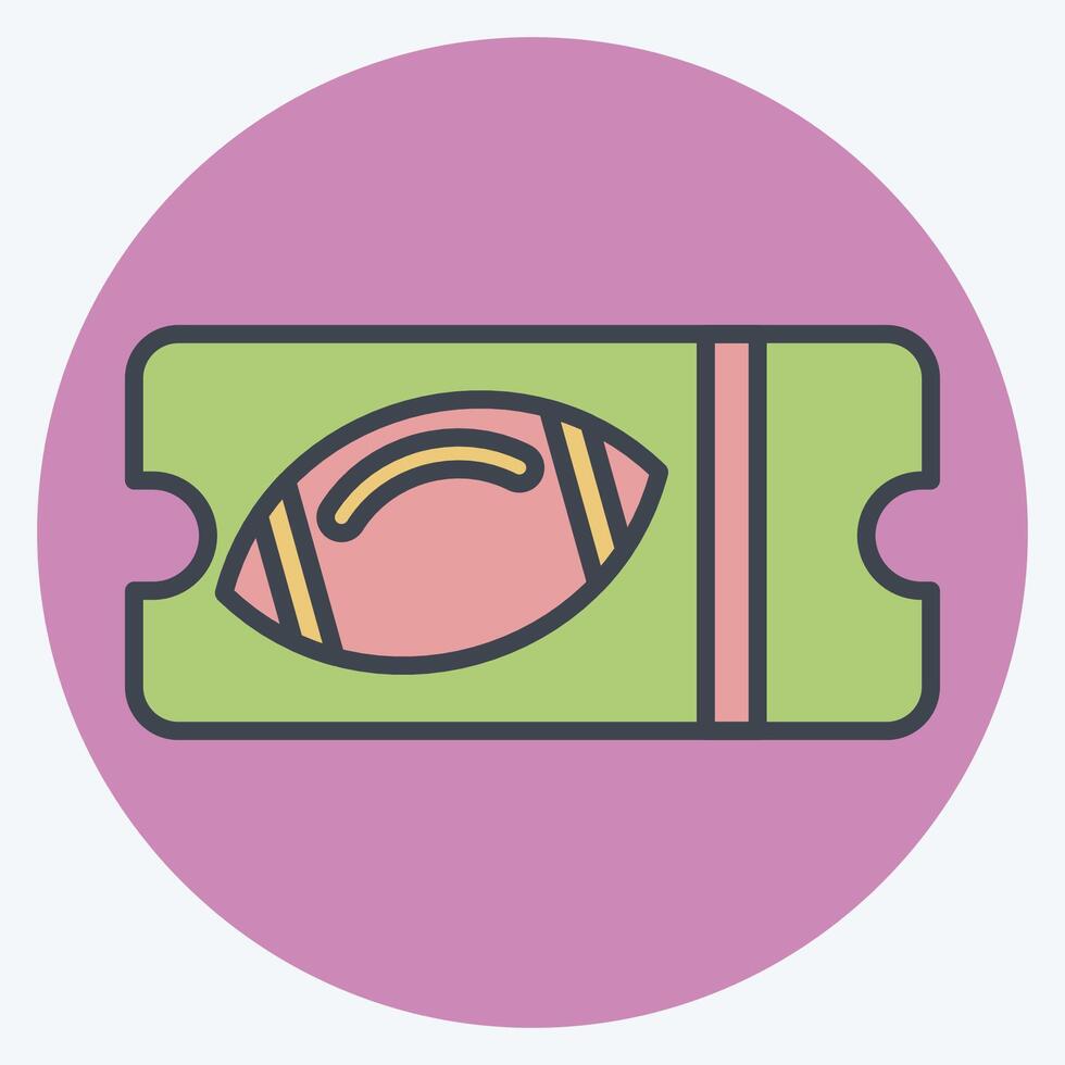 Icon Ticket. related to Rugby symbol. color mate style. simple design illustration vector