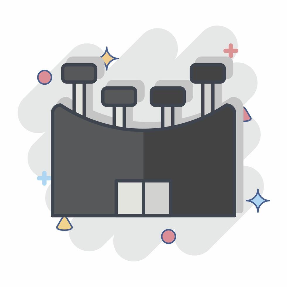 Icon Stadium. related to Rugby symbol. comic style. simple design illustration vector