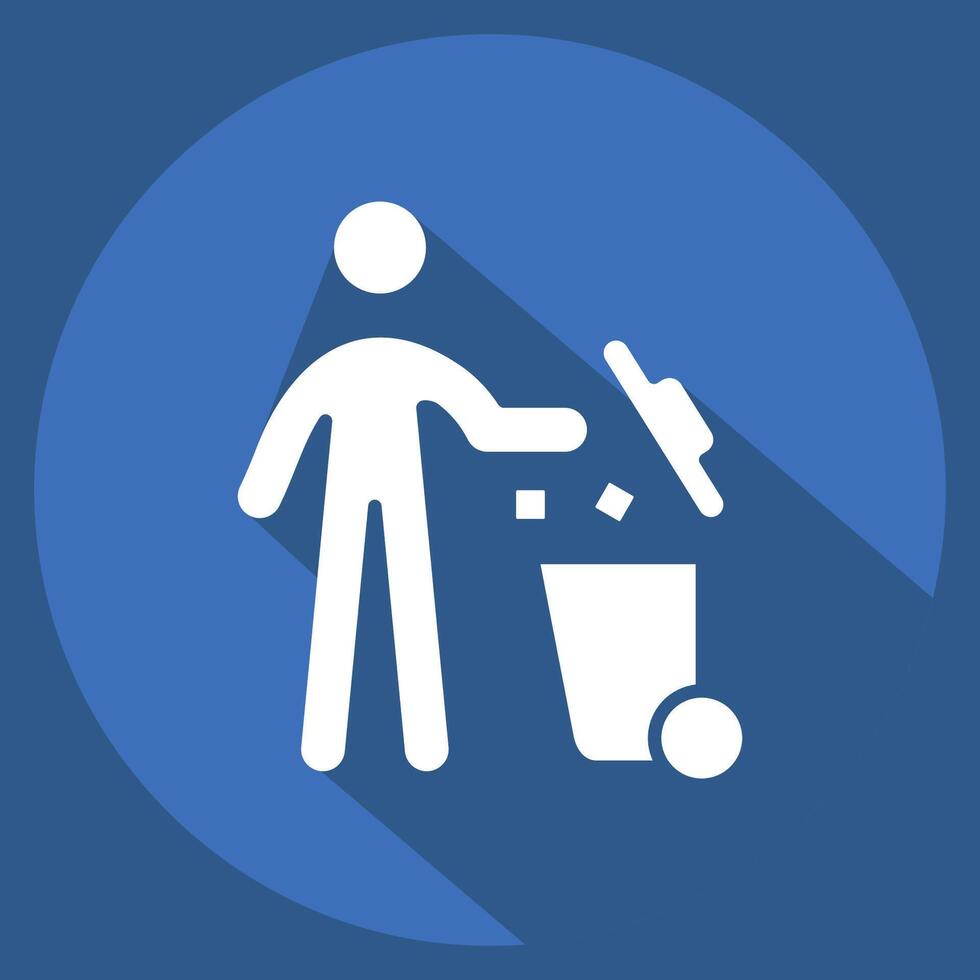 Icon Throw. related to Delete symbol. long shadow style. simple design illustration vector