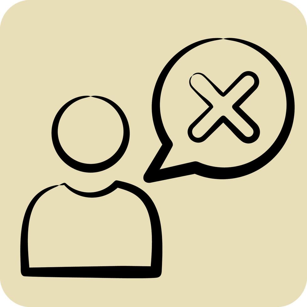 Icon Wrong. related to Delete symbol. hand drawn style. simple design illustration vector
