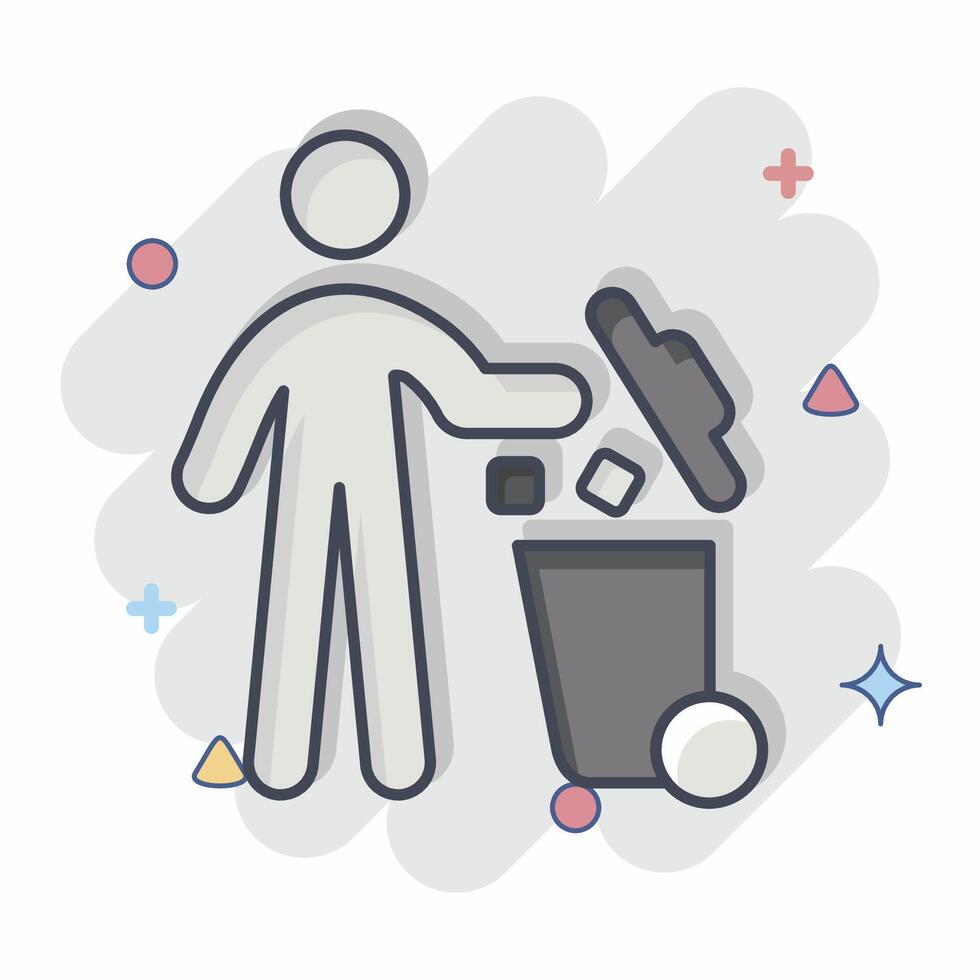 Icon Throw. related to Delete symbol. comic style. simple design illustration vector