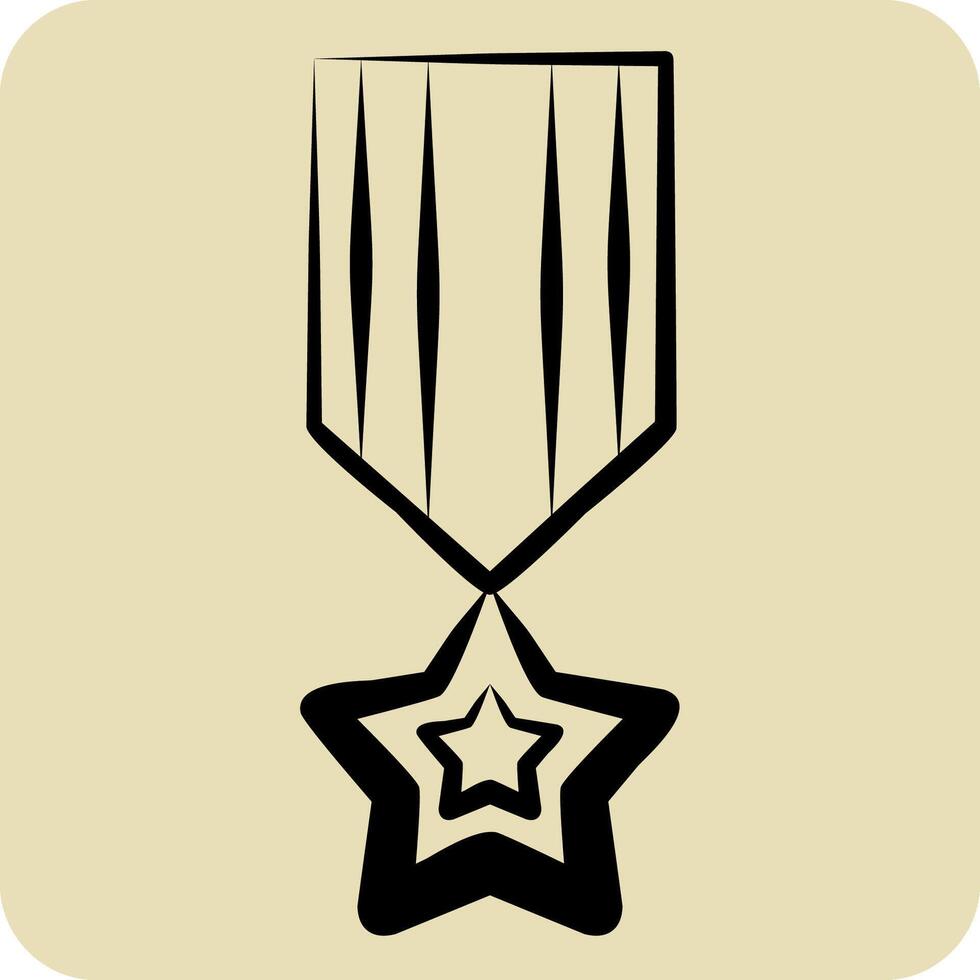 Icon America Millitary Badge. related to America symbol. hand drawn style. simple design illustration vector