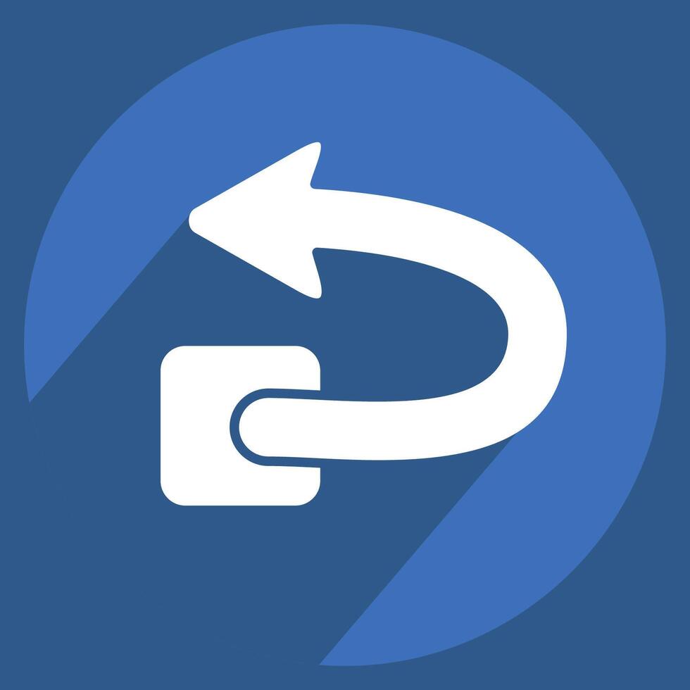Icon Undo. related to Delete symbol. long shadow style. simple design illustration vector