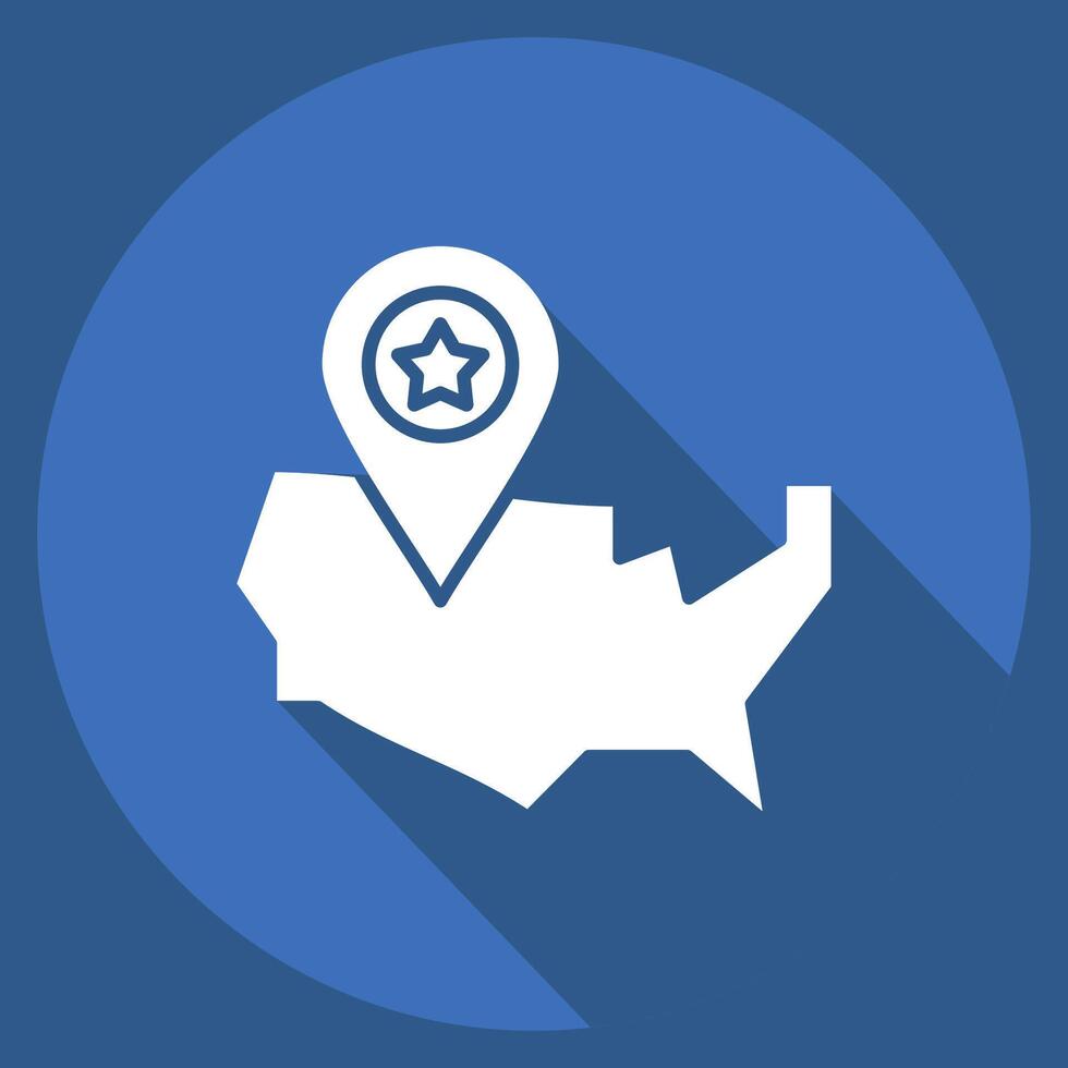 Icon America Map. related to America symbol. long shadow style. simple design illustration vector