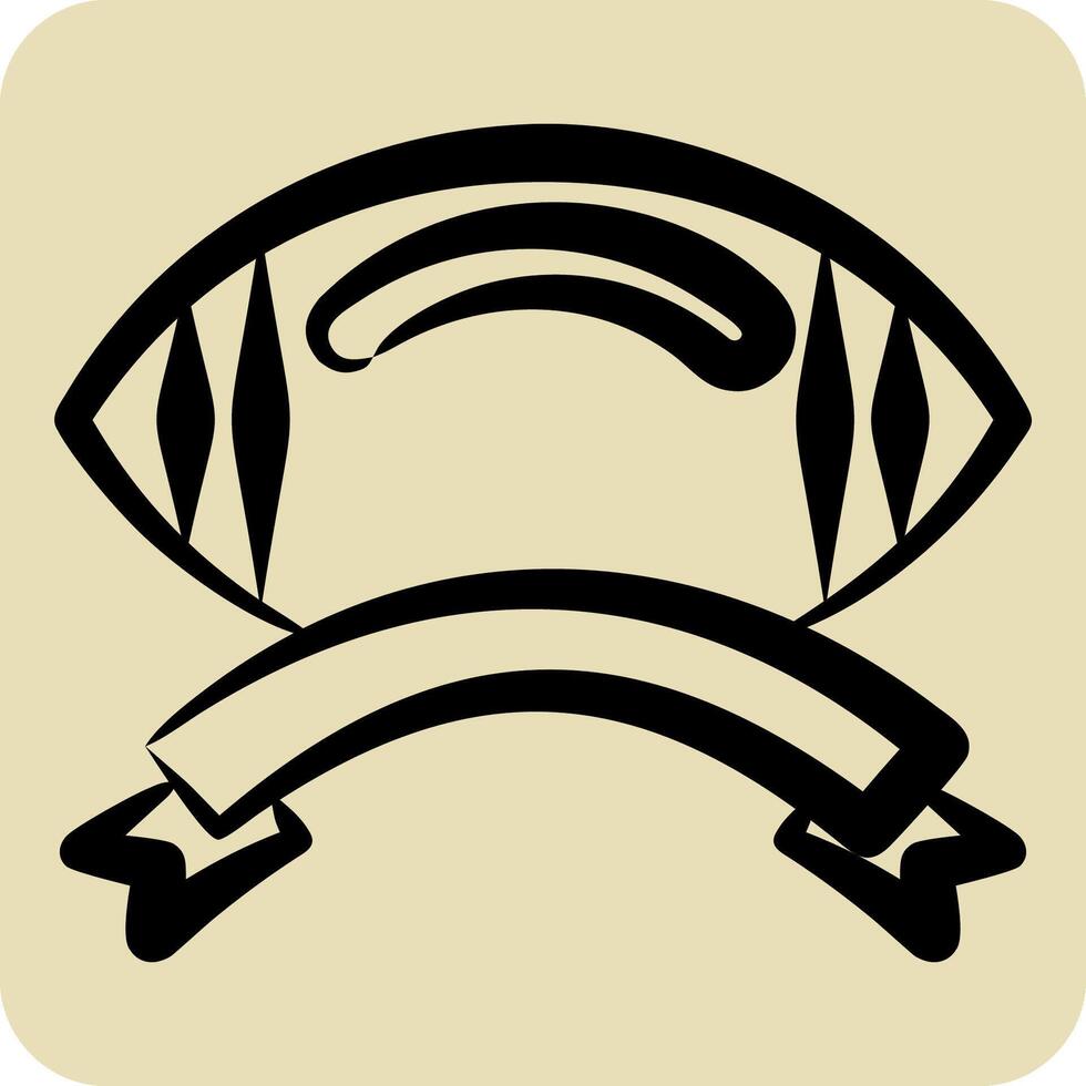 Icon Ribbon Banner. related to Rugby symbol. hand drawn style. simple design illustration vector
