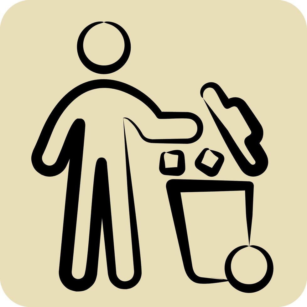 Icon Throw. related to Delete symbol. hand drawn style. simple design illustration vector