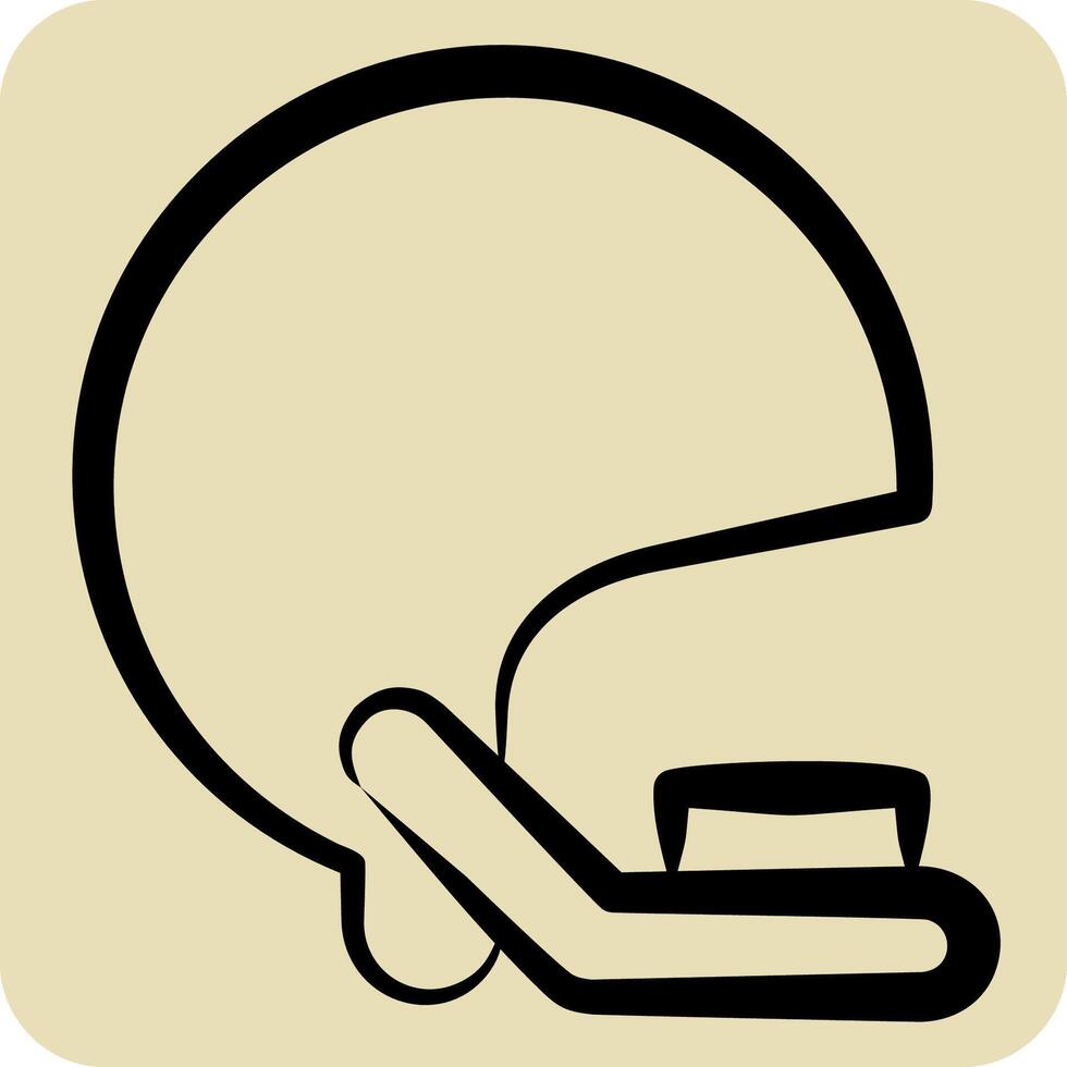 Icon Helmet. related to Rugby symbol. hand drawn style. simple design illustration vector