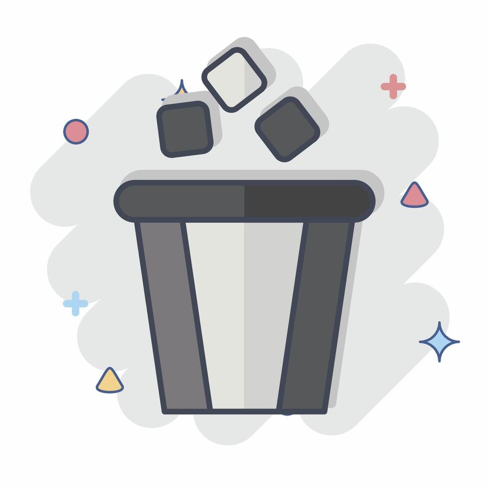 Icon Bin. related to Delete symbol. comic style. simple design illustration vector