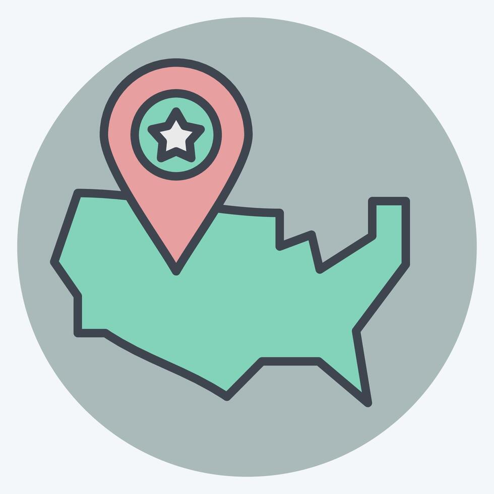 Icon America Map. related to America symbol. color mate style. simple design illustration vector
