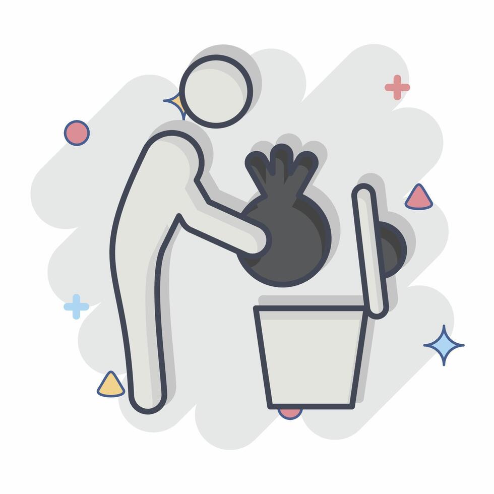 Icon Garbage. related to Delete symbol. comic style. simple design illustration vector