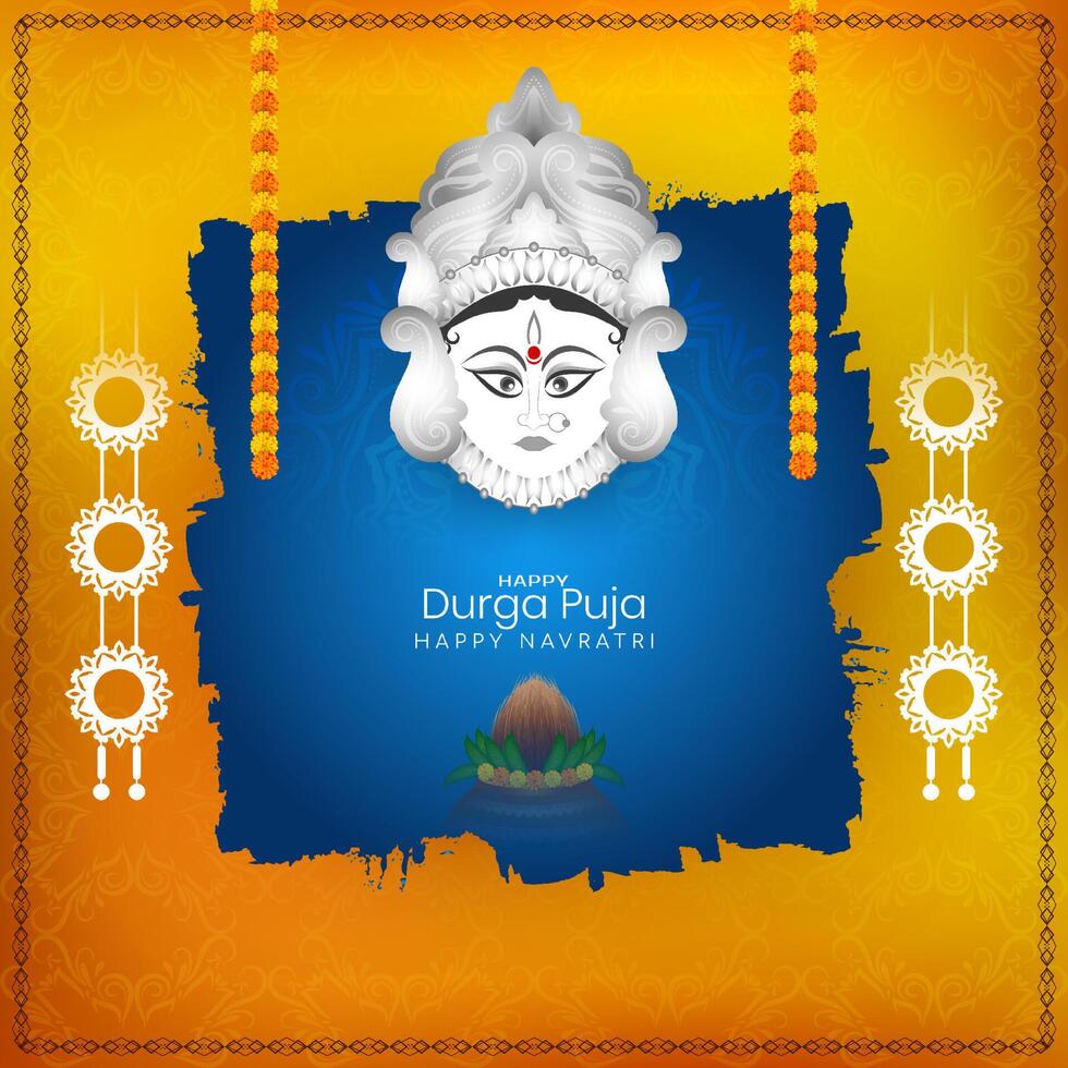 Durga Puja and religious hindu Happy navratri festival background vector