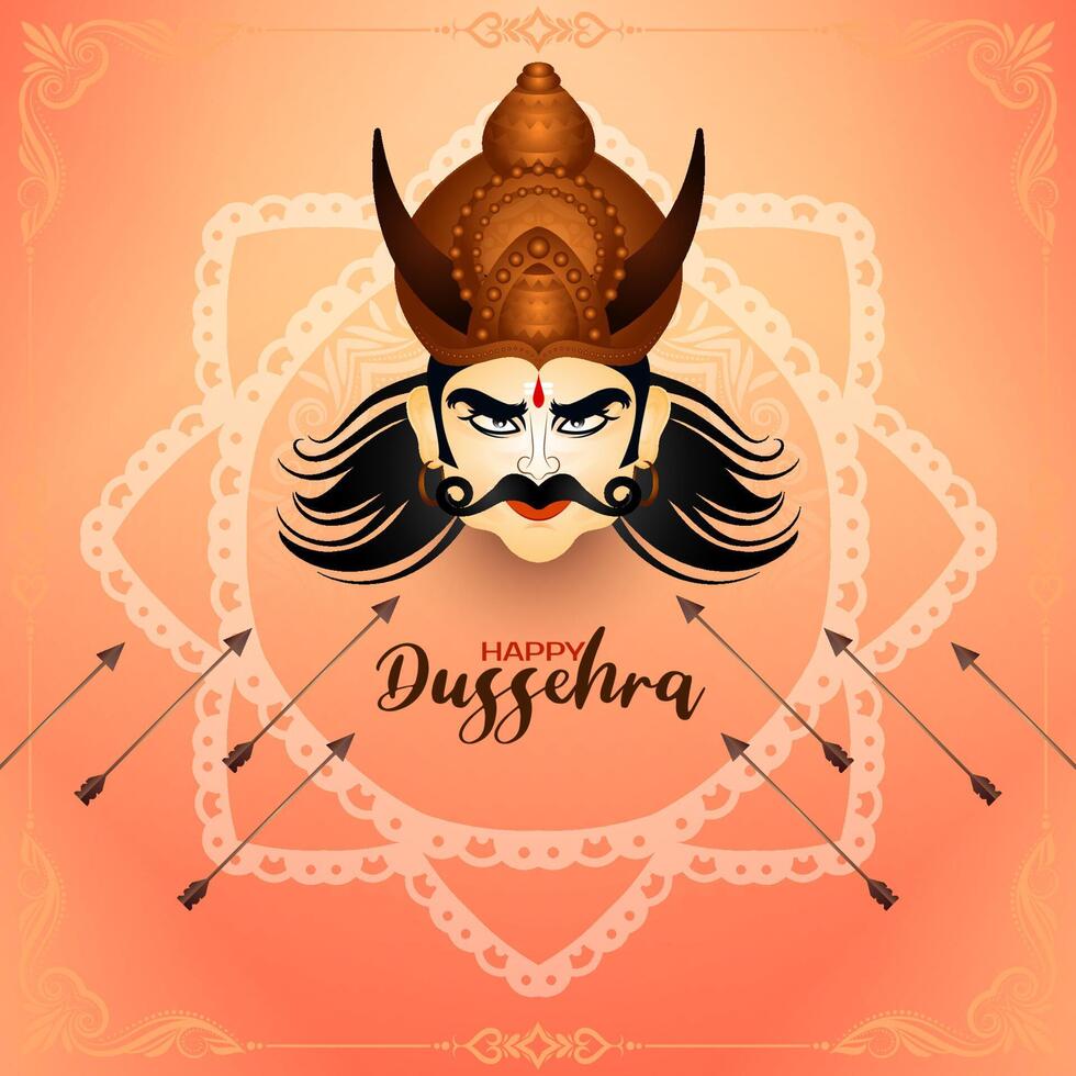 Happy Dussehra festival Ravana killing background design vector