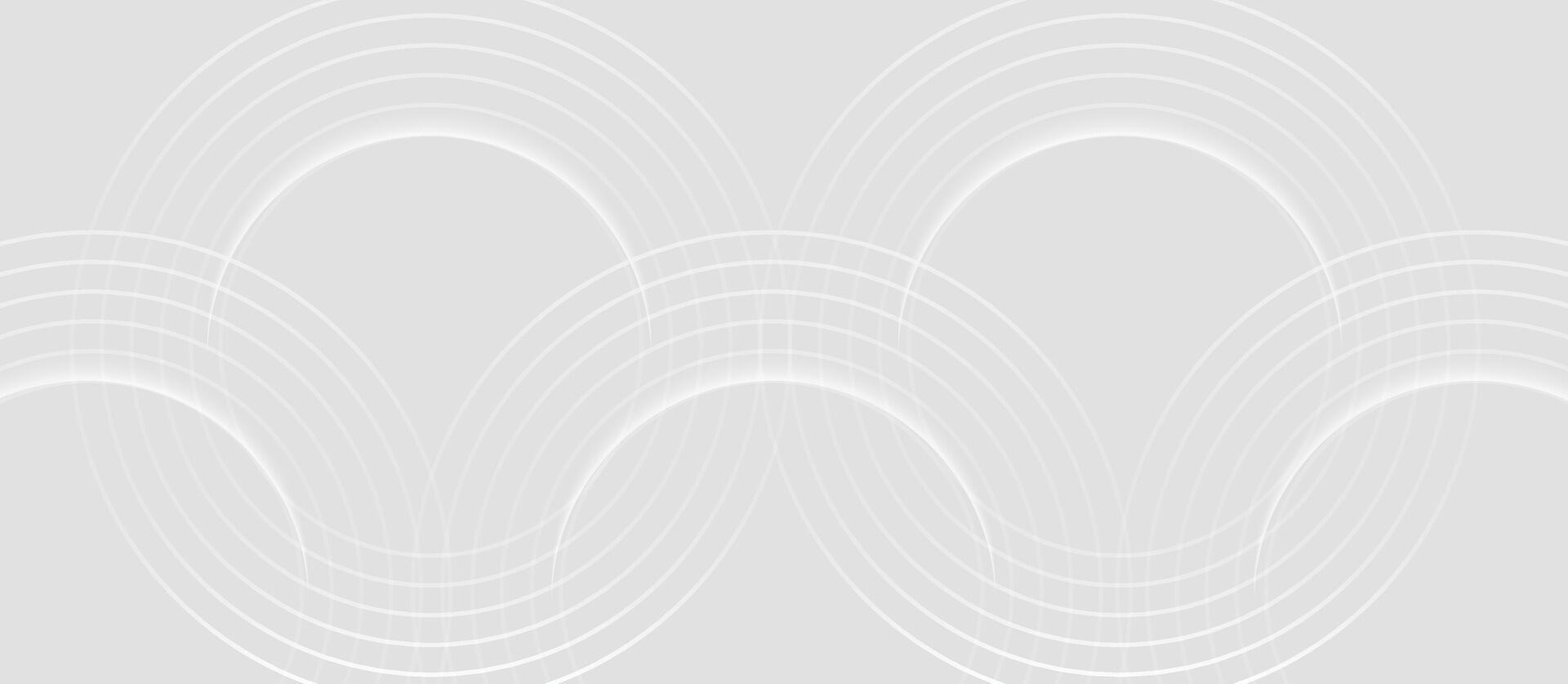 Modern abstract white circle shape background. Elegant geometric shape overlay pattern with light shadow. Suit for wallpaper, cover, poster, banner, brochure, presentation, website vector