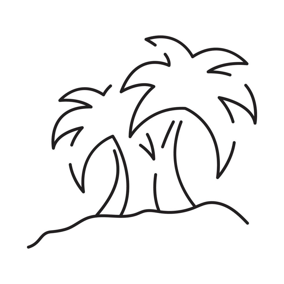 Line icon of summer and beach. Outline symbol summer vacation vector