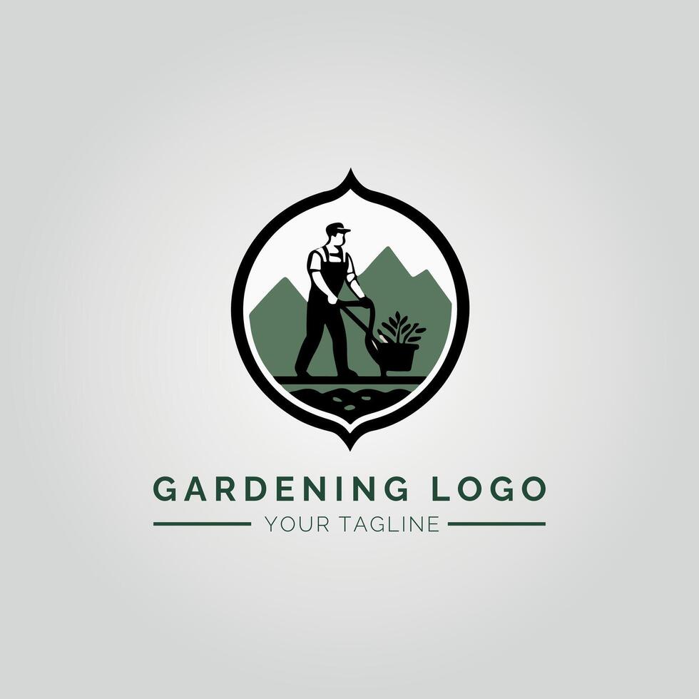 Garden And Plant Minimalist Logo Concept vector