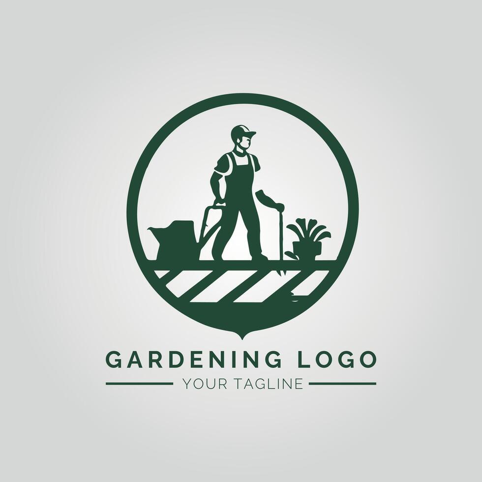 Garden And Plant Minimalist Logo Concept vector