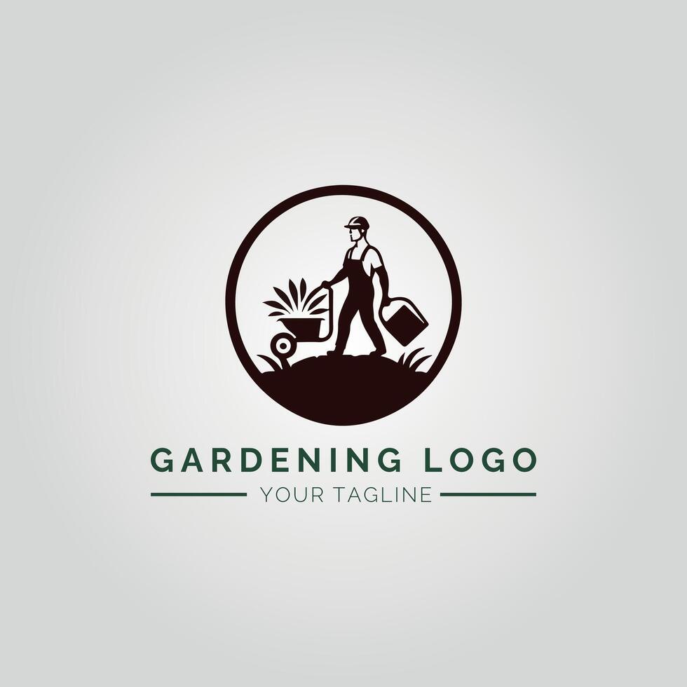 Garden And Plant Minimalist Logo Concept vector