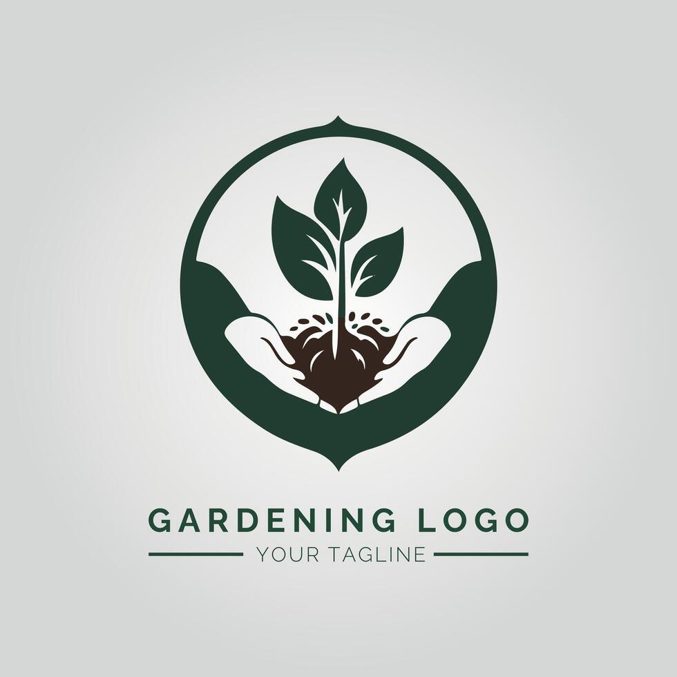 Garden And Plant Minimalist Logo Concept vector