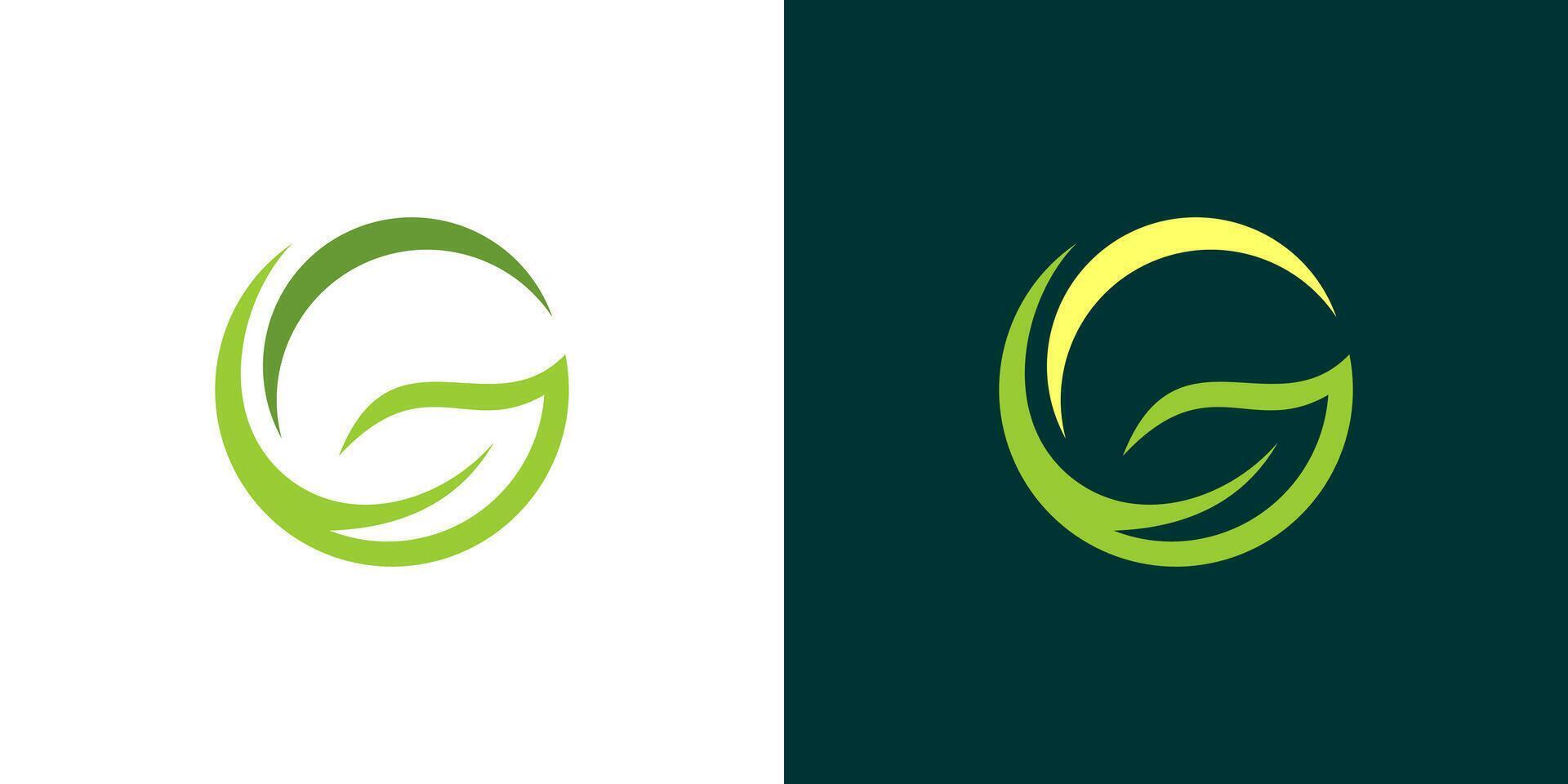 Letter G leaf logo tree plant green eco icon abstract nature vector