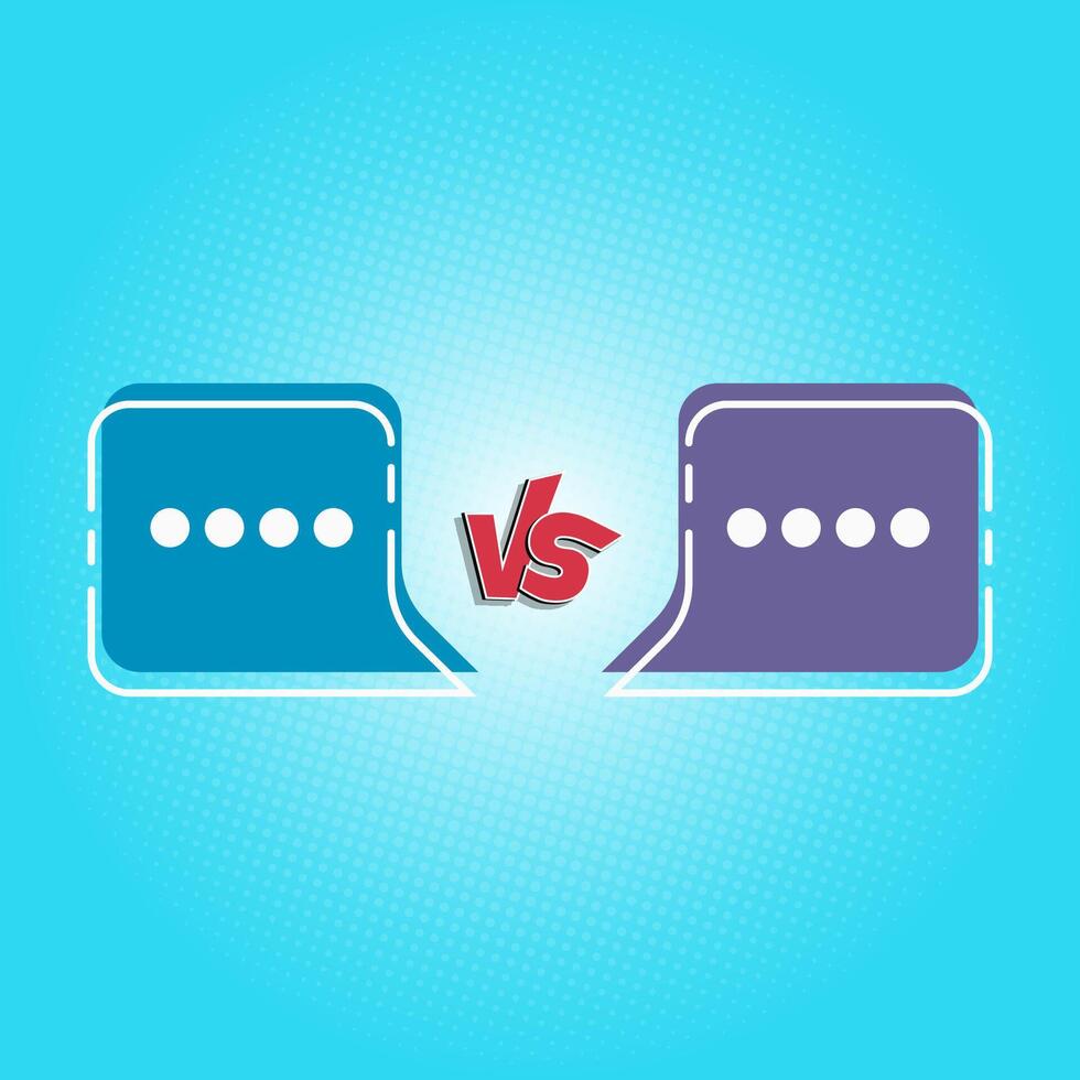 Versus speech bubble on blue background vector