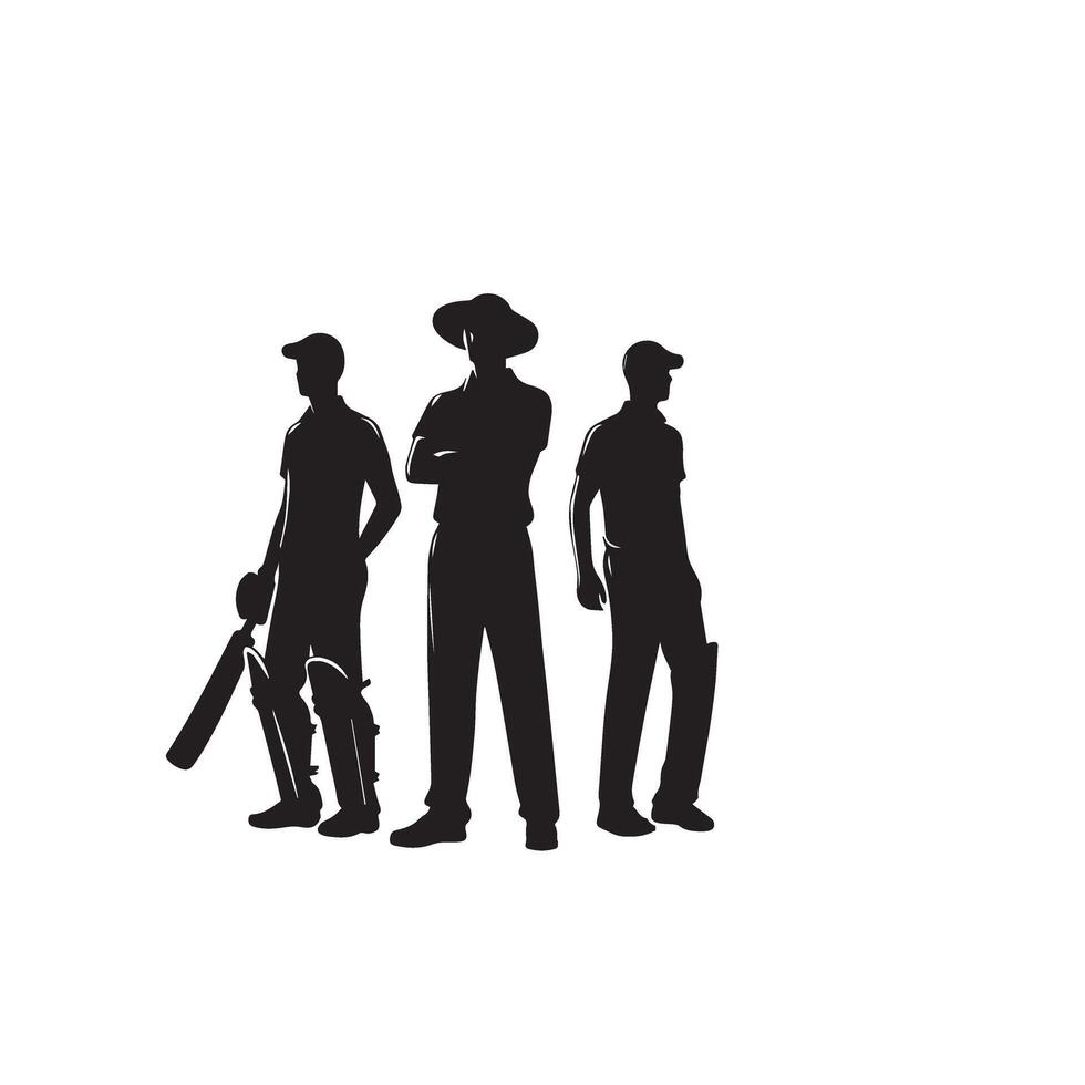 Cricket player silhouette. cricket batsman different scope silhouette illustration. cricket player logo vector