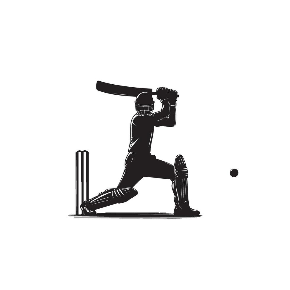 Cricket player silhouette. cricket player batsman different scope silhouette illustration. cricket player logo vector