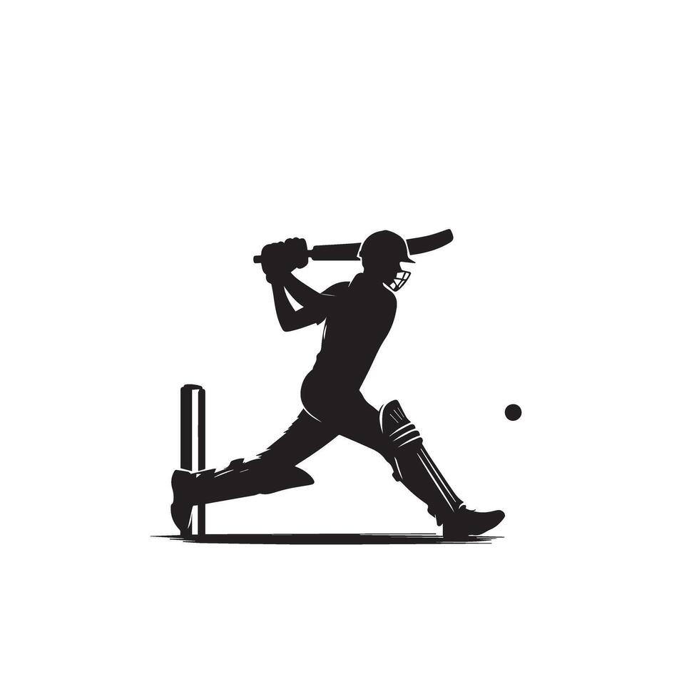 Cricket player silhouette. cricket player batsman different scope silhouette illustration. cricket player logo vector