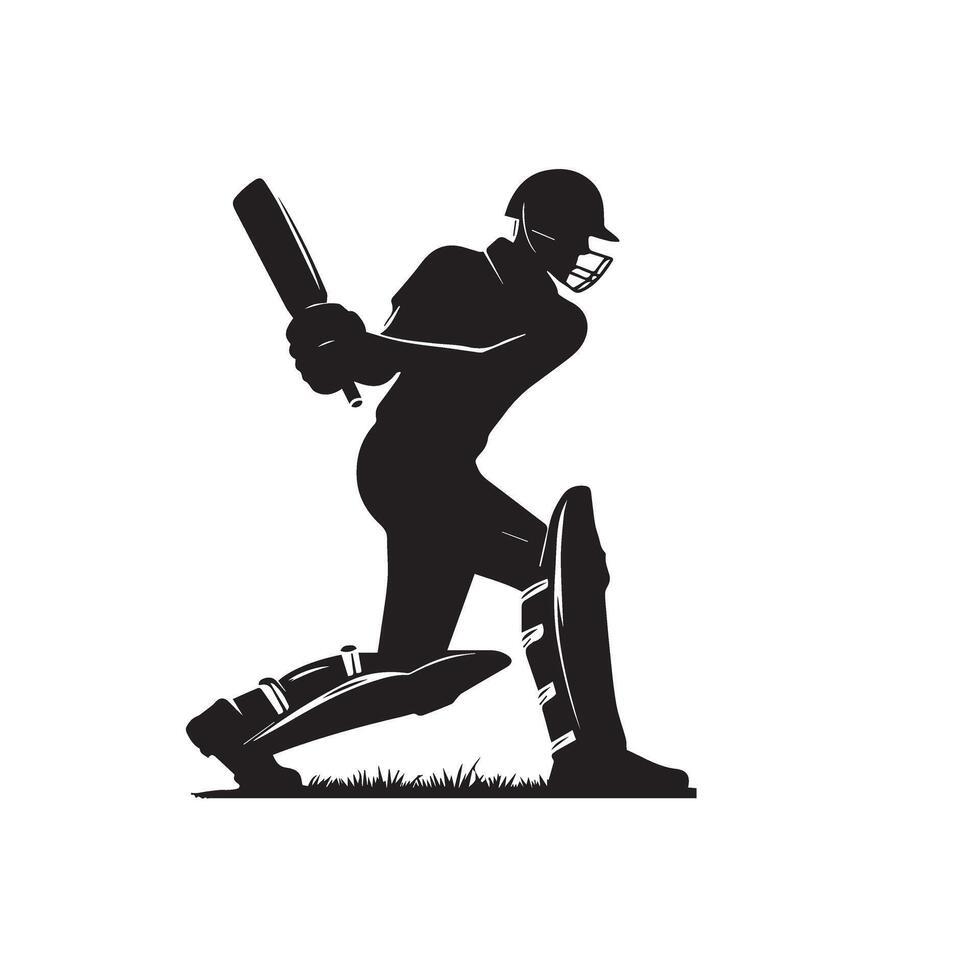 Cricket player silhouette. cricket batsman different scope silhouette illustration. cricket player logo vector