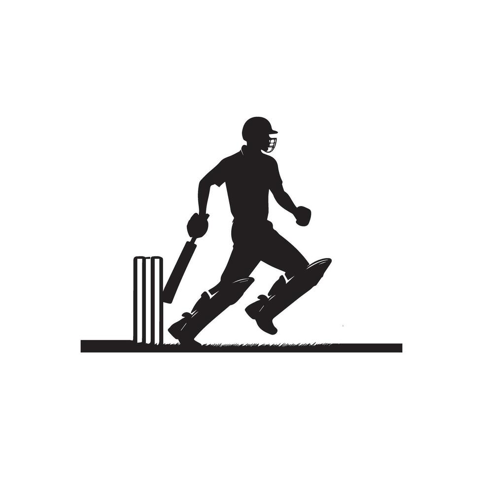 Cricket player silhouette. cricket batsman different scope silhouette illustration. cricket player logo vector