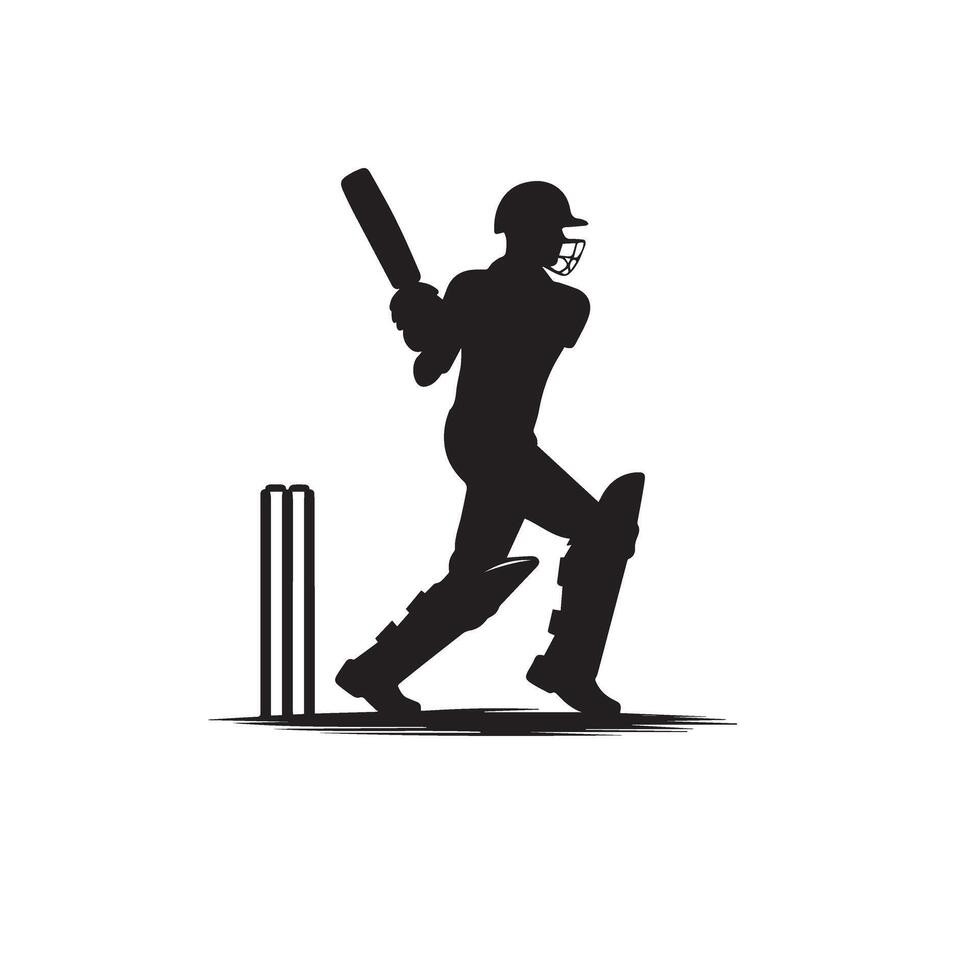 Cricket player silhouette. cricket batsman different scope silhouette illustration. cricket player logo vector