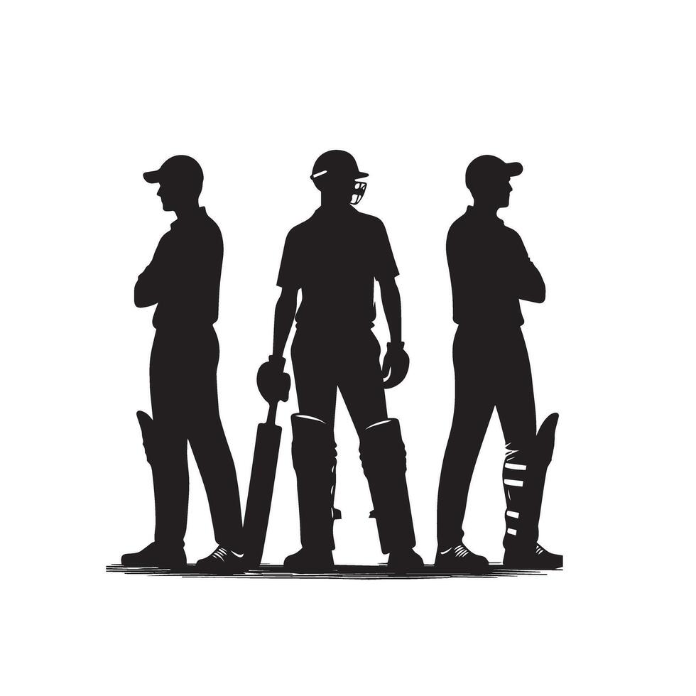 Cricket player silhouette. cricket batsman different scope silhouette illustration. cricket player logo vector