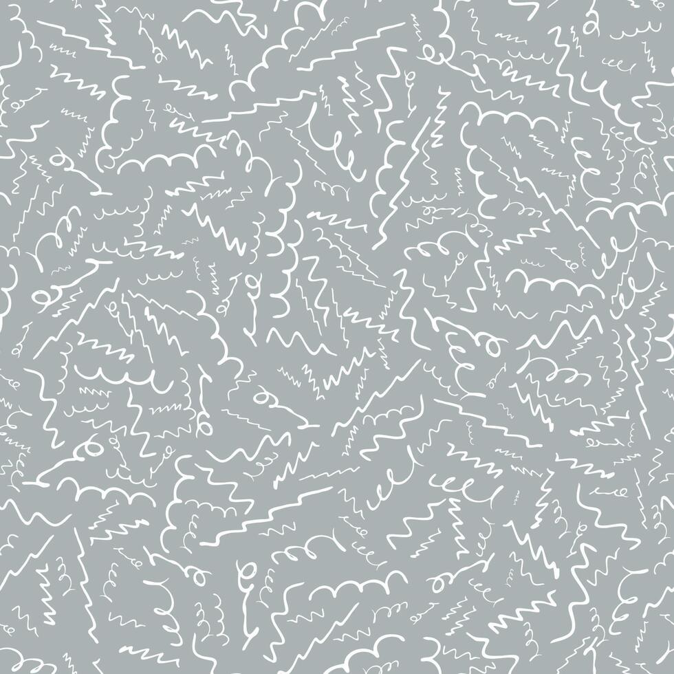 seamless pattern of white scribbles on gray background vector