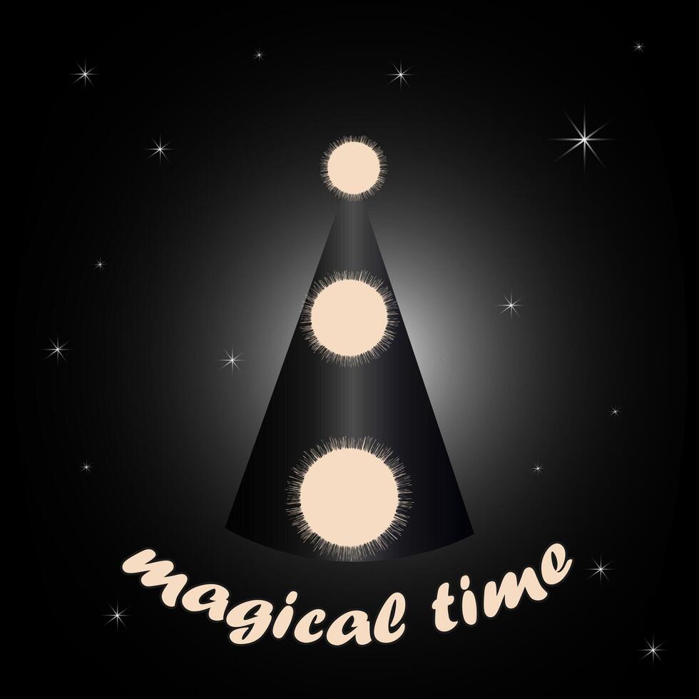 Triangular circus clown hat with pom poms vector