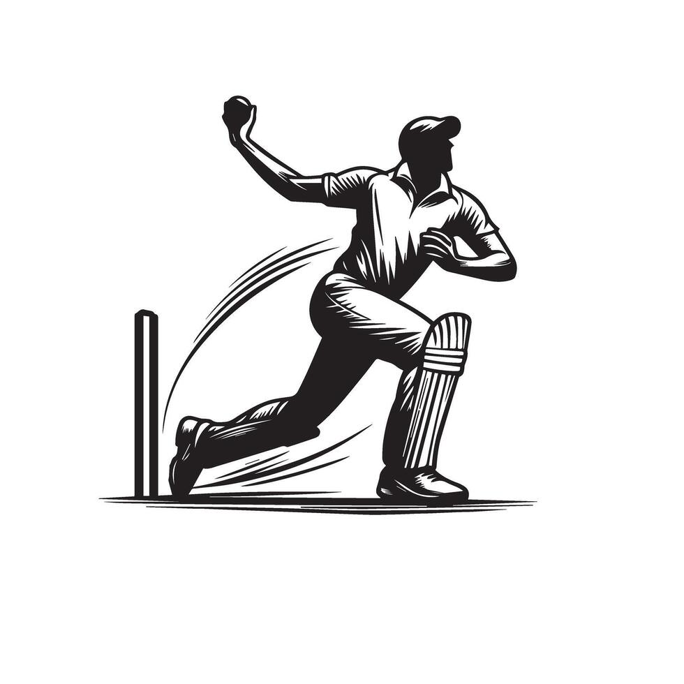 Cricket player silhouette. cricket player batsman different scope silhouette illustration. cricket player logo vector